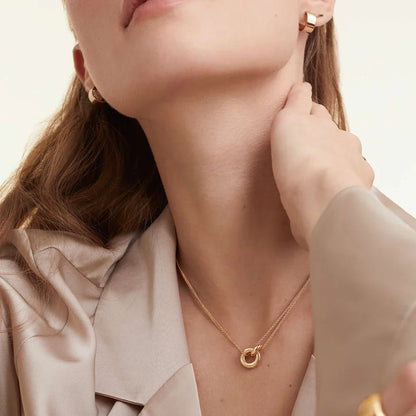 18k Gold Plated Double Necklace with Open Sphere