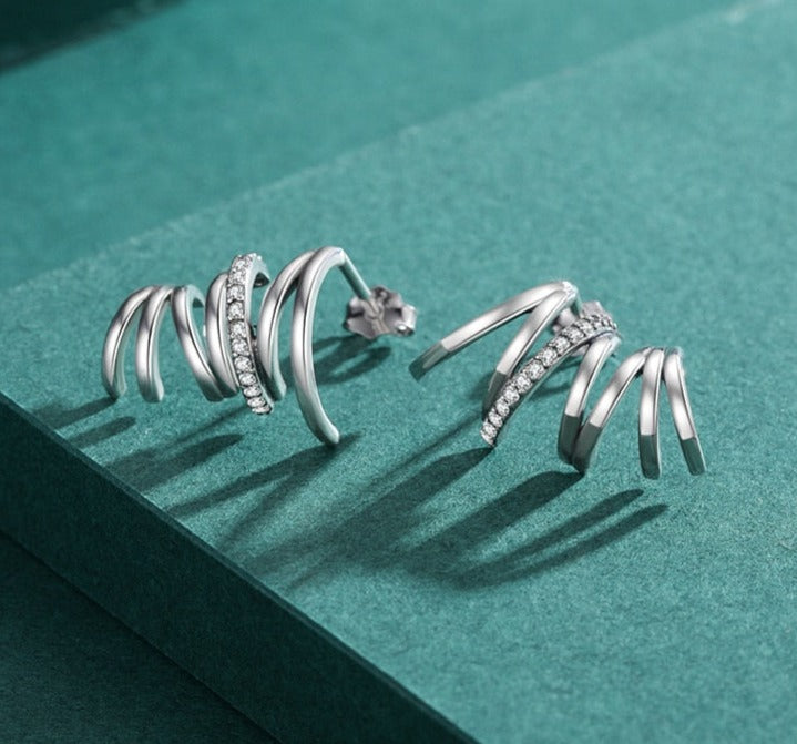 925 Sterling Silver Wave Earrings