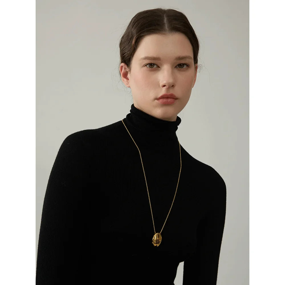 18k Gold-Plated Minimalist Oval Long Necklace