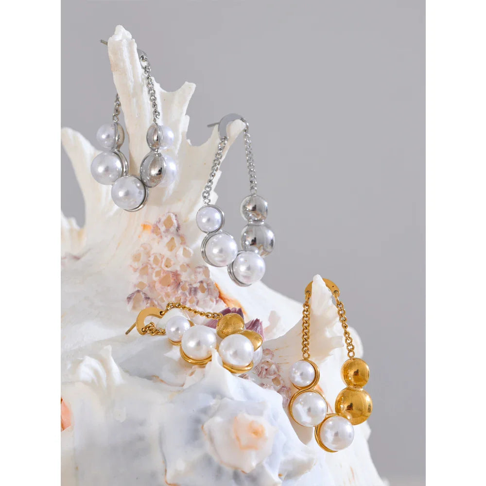 18k Gold-Plated Twisted Pearl Earrings