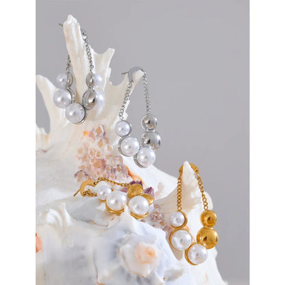 18k Gold-Plated Twisted Pearl Earrings
