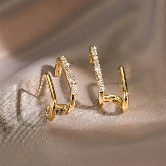 18k Gold-Plated 925 Silver Earrings with Moissanite