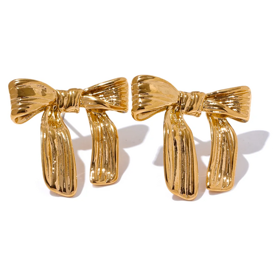 18k Gold-Plated Delicate Bow Earrings