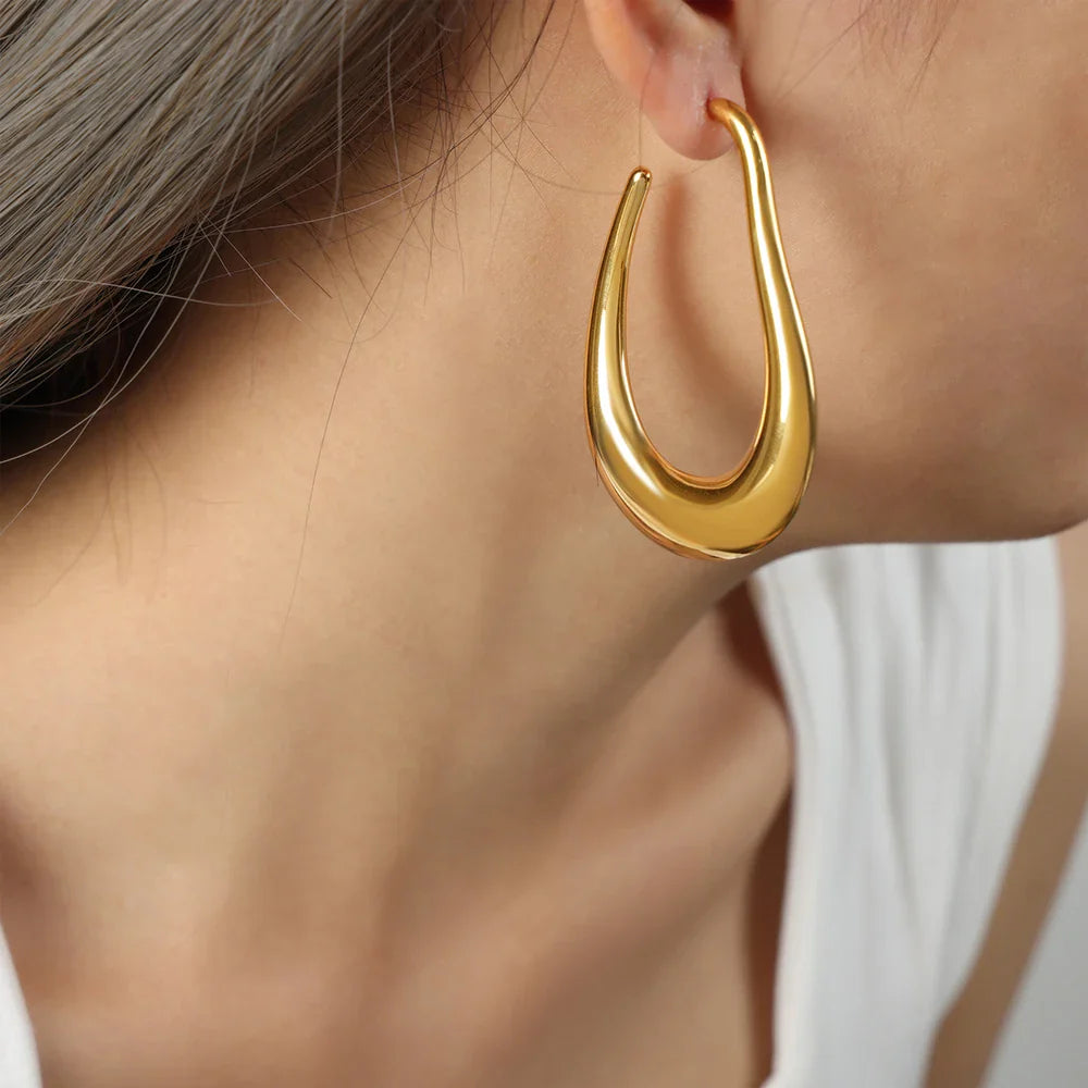 18k Gold-Plated Organic Hoop Earrings