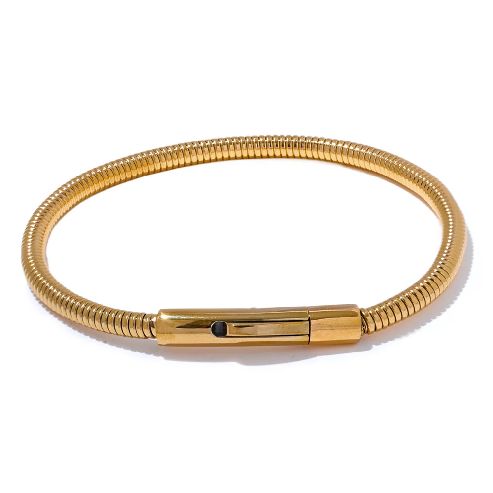 18k Gold-Plated Minimalist Circular Pattern Bracelet
