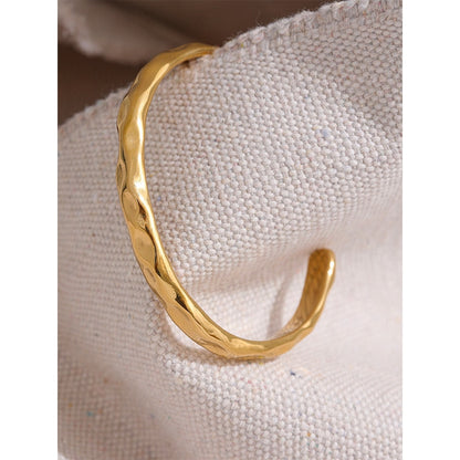Adjustable 18k Gold Plated Rustic Minimalist Bangle