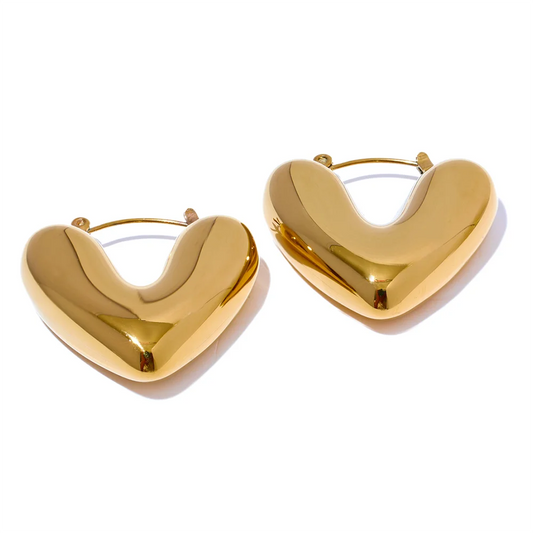 18k Gold-Plated Large Heart Earrings