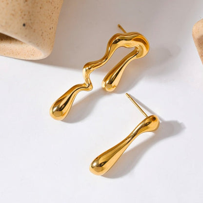 18k Gold-Plated Asymmetrical Organic Earrings