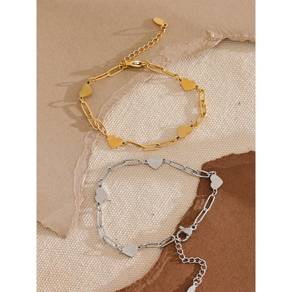 18k Gold-Plated Heart Link Chain Bracelet