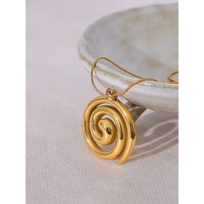 18k Gold-Plated Spiral Pendant Necklace