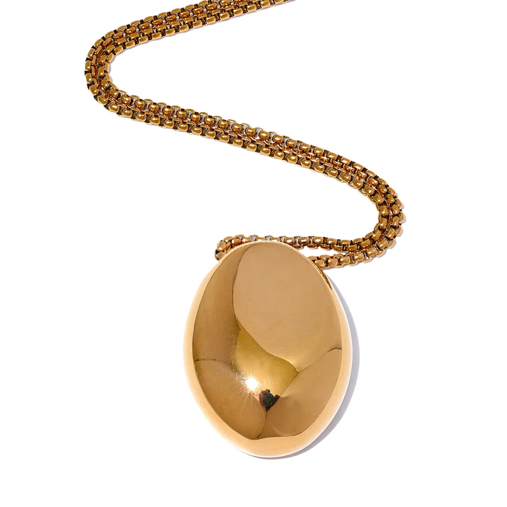 18k Gold-Plated Minimalist Oval Long Necklace
