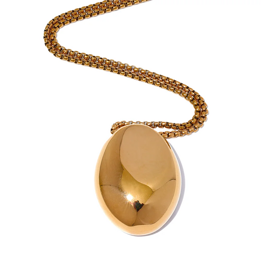 18k Gold-Plated Minimalist Oval Long Necklace