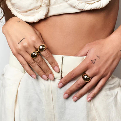 18k Gold-Plated Irregular Sphere Maximalist Ring