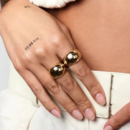 18k Gold-Plated Irregular Sphere Maximalist Ring
