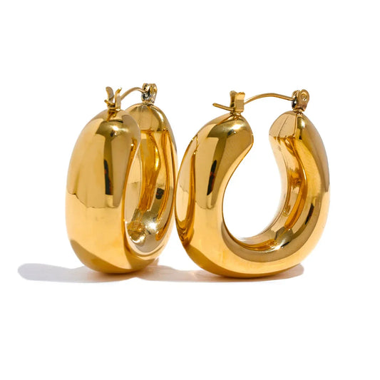 18k Gold-Plated Thick Minimalist Hoop Earrings