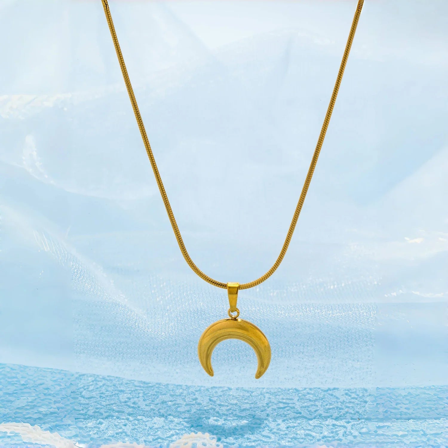 18k Gold-Plated Crescent Moon Necklace
