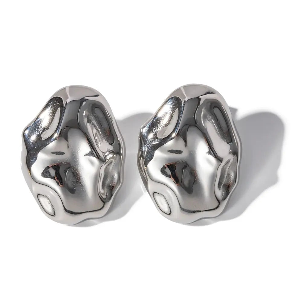 18k Gold-Plated Organic Oval Earrings