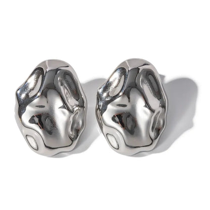 18k Gold-Plated Organic Oval Earrings
