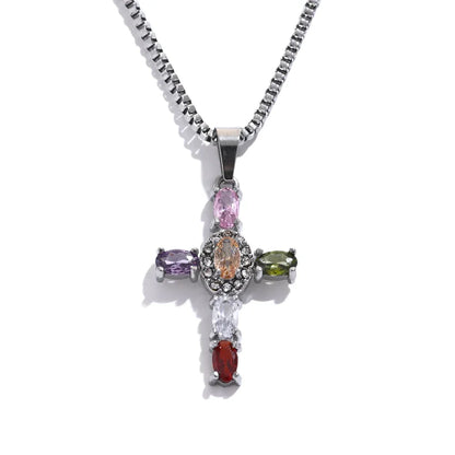 18k Gold-Plated Delicate Cross Necklace with Zirconia