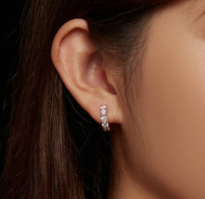 925 Sterling Silver Zirconia Hoop Earrings