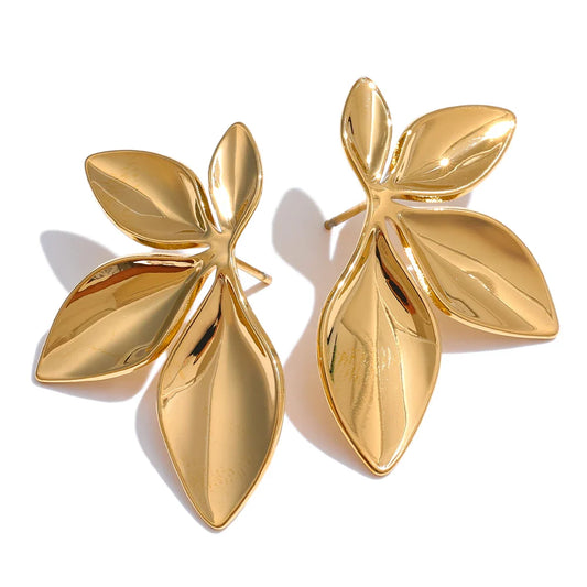 18k Gold-Plated Minimalist Leaf Earrings