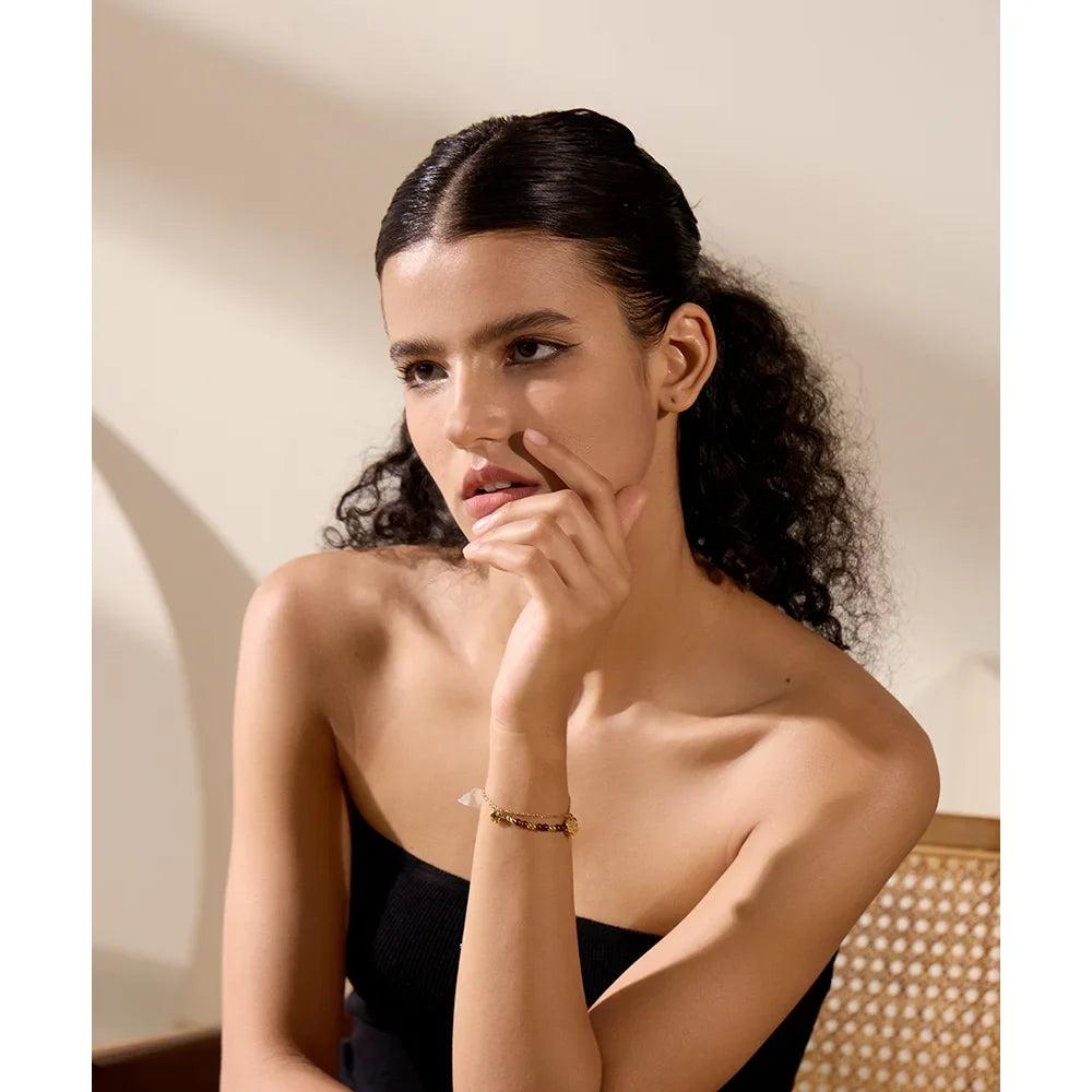 18k Gold-Plated Red Natural Stone Bracelet