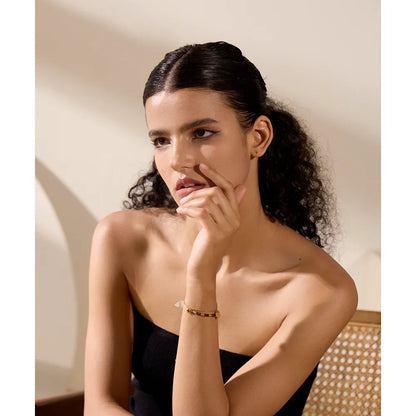 18k Gold-Plated Red Natural Stone Bracelet