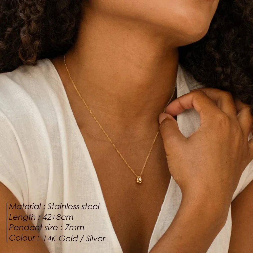 18k Gold-Plated Minimalist Water Drop Pendant Necklace