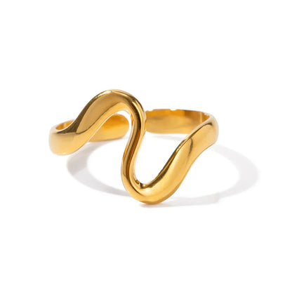 18k Gold-Plated Minimalist Wave Ring