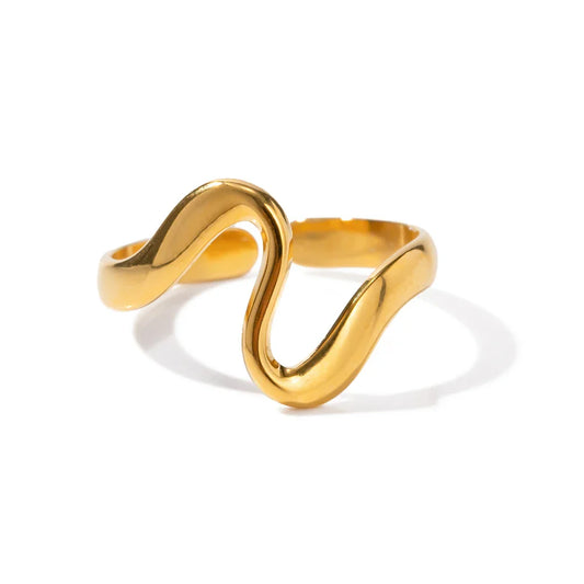 18k Gold-Plated Minimalist Wave Ring