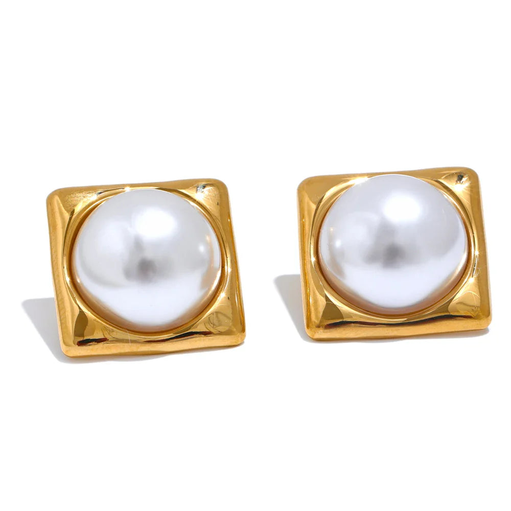 18k Gold-Plated Pearl Earrings