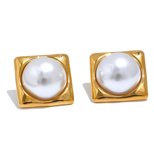18k Gold-Plated Pearl Earrings