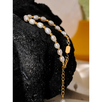 18k Gold-Plated Natural Freshwater Pearl Bracelet