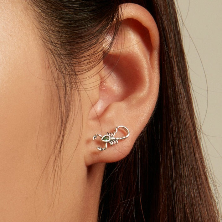 925 Sterling Silver Scorpion Zirconia Earrings