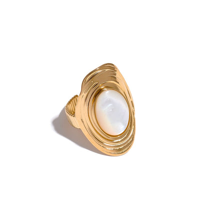 18k Gold Plated Adjustable Hyperbolic Ring with Natural Stones