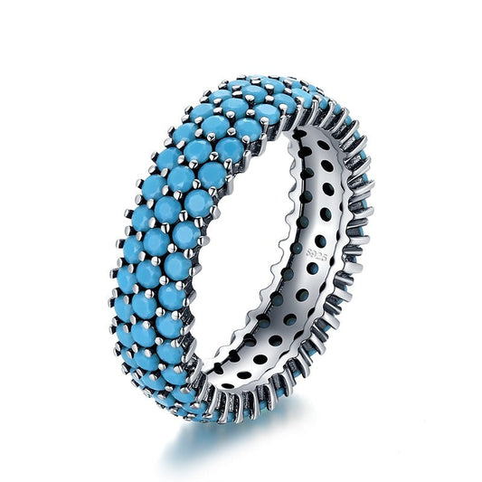 Sterling Silver Pavé Turquoise Ring