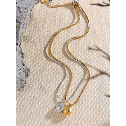 18k Gold-Plated Minimalist Organic Drop Necklace