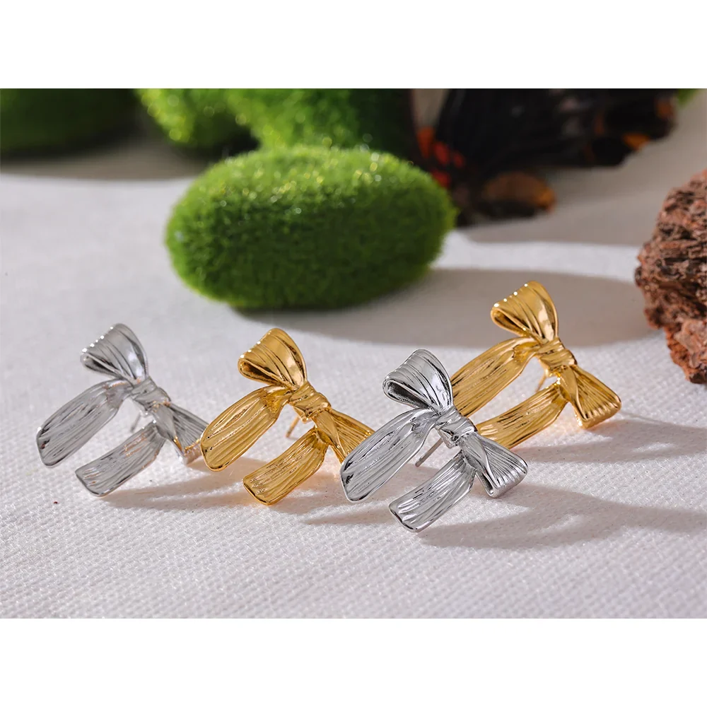 18k Gold-Plated Delicate Bow Earrings