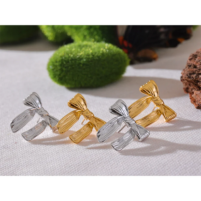 18k Gold-Plated Delicate Bow Earrings