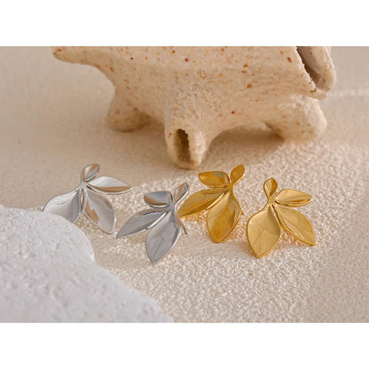 18k Gold-Plated Minimalist Leaf Earrings