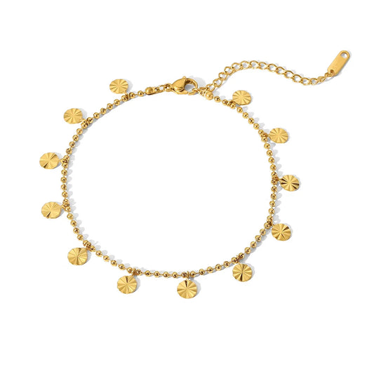 Minimalist Textured Sphere Bracelet – 18k Gold-Plated