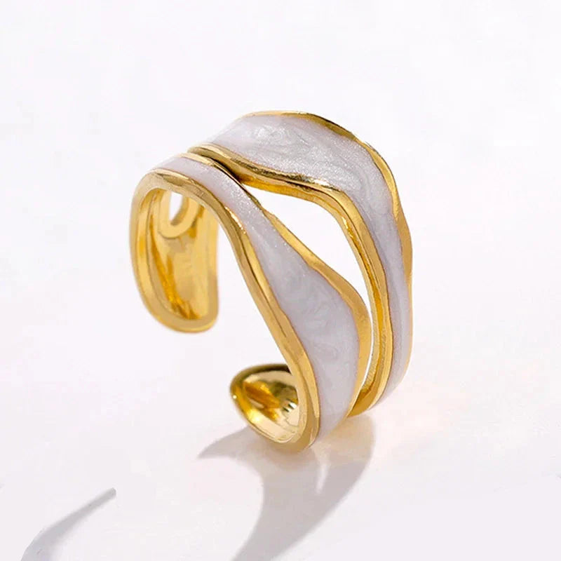 Women’s 18k Gold Plated Double Organic Design Ring