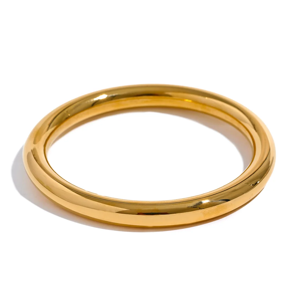 18k Gold-Plated Minimalist Spherical Bangle