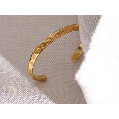 Adjustable 18k Gold Plated Rustic Minimalist Bangle