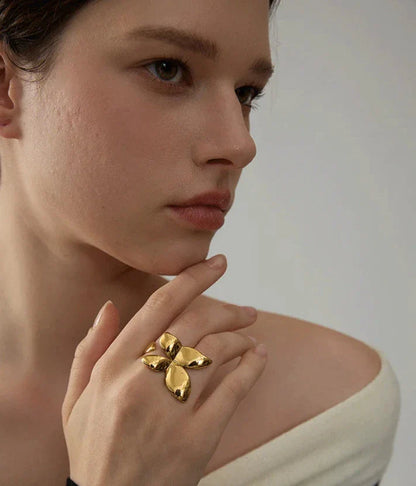 18k Gold-Plated Adjustable Maximalist Butterfly Ring