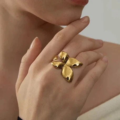 18k Gold-Plated Adjustable Maximalist Butterfly Ring