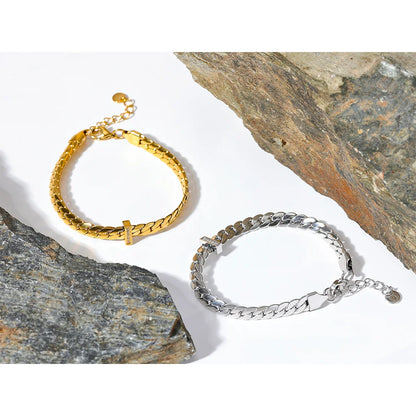 18k Gold-Plated Cuban Link Bracelet with Zirconia