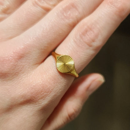 18k Gold Plated Minimalist Round Textured Ring