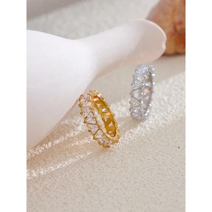 18k Gold-Plated Pavé Zirconia Heart Ring