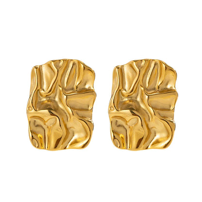 18k Gold-Plated Textured Square Earrings